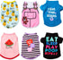 SATINIOR 6 Pcs Dog Clothes Printed Dog Shirts Puppy T-shirts Cute Pet Cotton Clothes Doggie Shirt for Small Medium Dog Apparel Summer Christmas(XS...